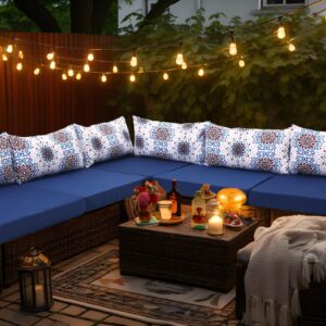 SiliFine 14 Pcs Outdoor Furniture Replacement Cushions, Fits 6 Seat Patio Sectional Conversation Set, Water Resistant Replacement Sofa Cushions for Outdoor Furniture, Including Storage Bag, Navy Blue