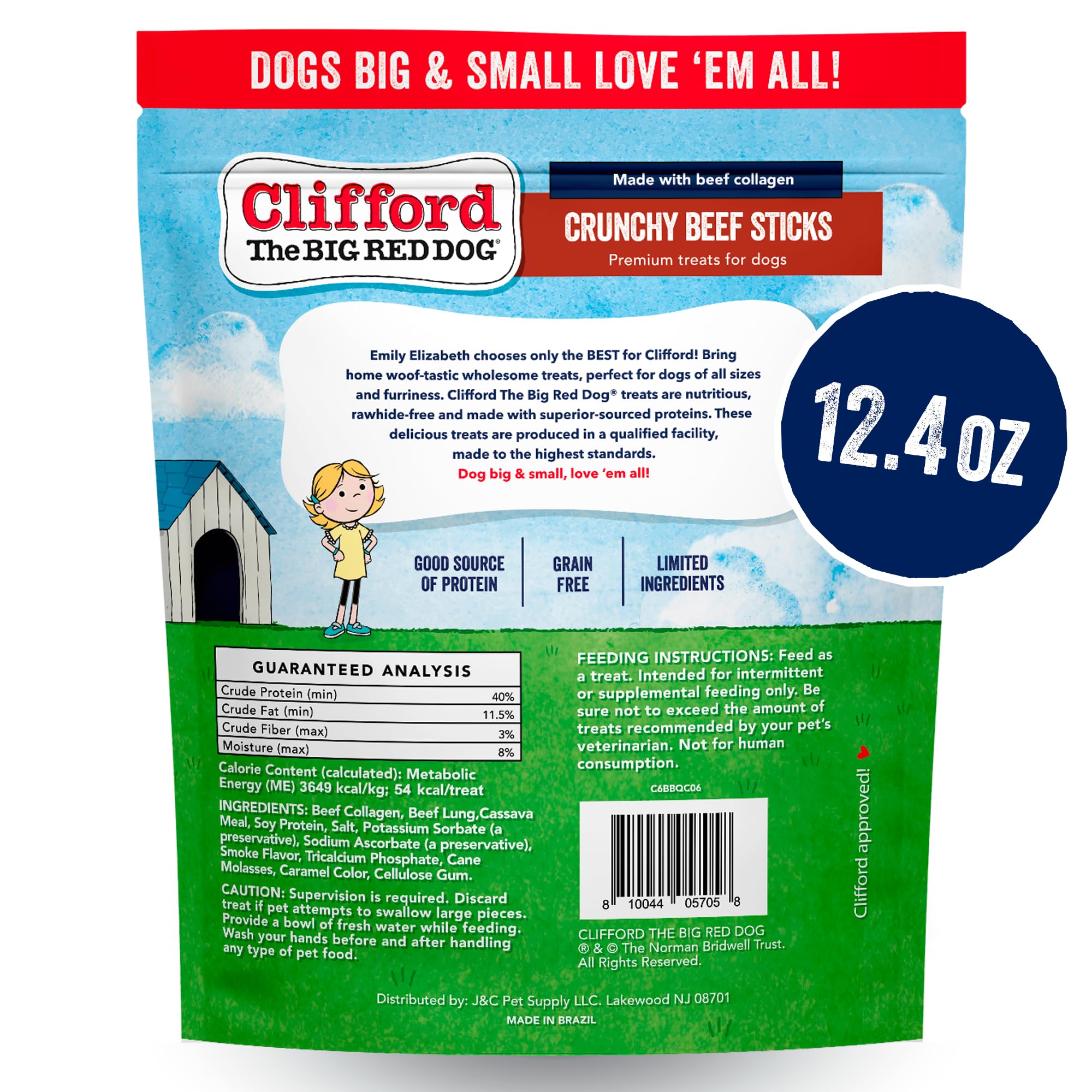 Clifford® Crunchy Beef Sticks for Dogs | Healthy Dog Treats Small Dogs, All Breed Sizes | Real Collagen Beef Dog Treats, Grain and Rawhide Free, Natural Dog Treats - Limited Ingredients (24 Count)