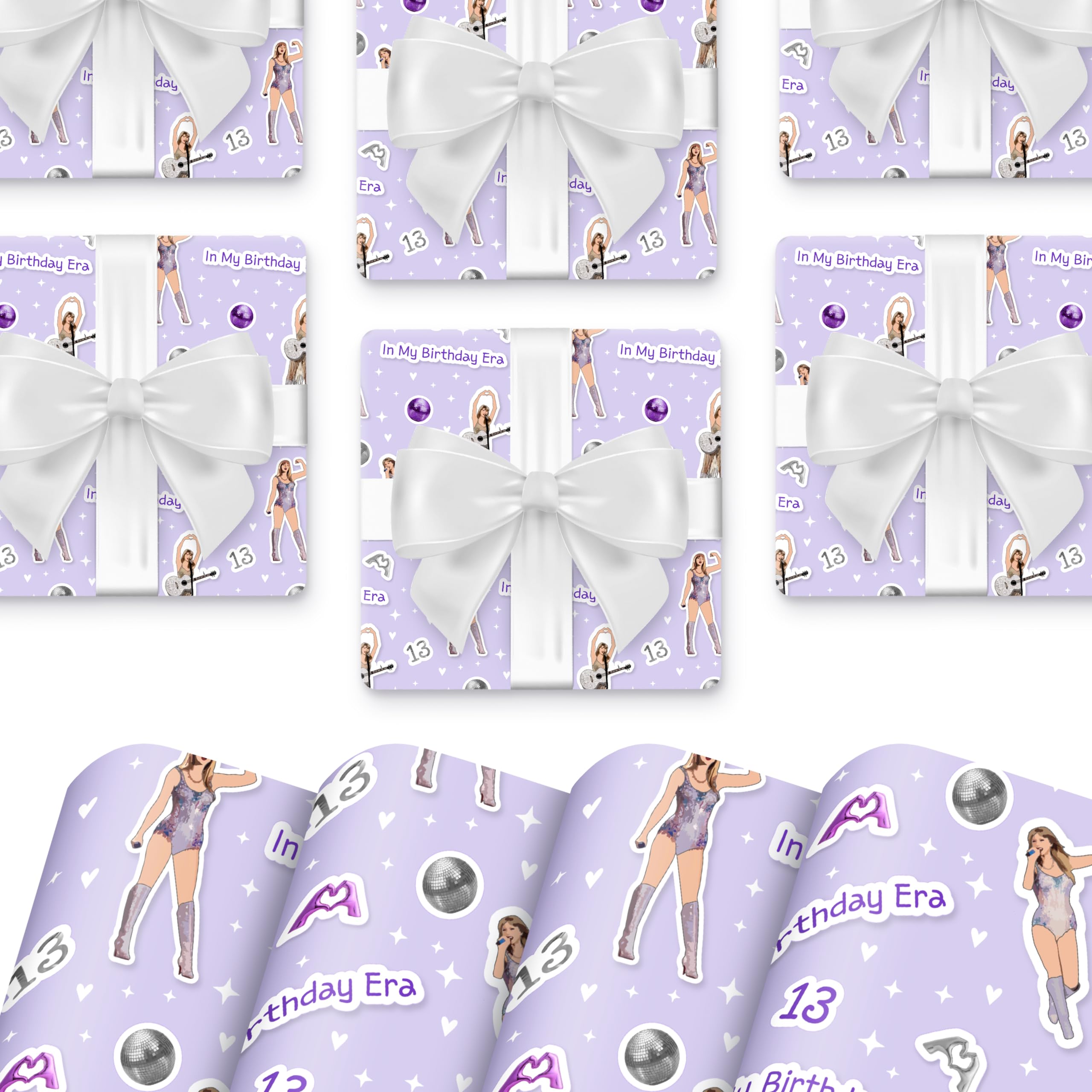 Generic Gift Wrapping Paper, Wrapping Sheets, 5 Sheets, 20X30 inches, Folded flat sheets, Purple, Silver, Birthdays, Events,