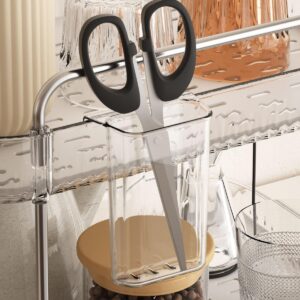 FFK 2 Tier Cup Mug Rack Coffee Bar Drying Holder Stand with Removable Drain Tray Kitchen Countertop Organizer Storage Glass Bottle Drying Holder with Drainage Basket Makeup Skincare Shelf Acrylic