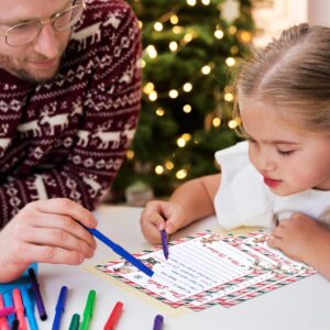 12 Christmas Official Letter To Santa Writing Kit Stationary Paper Sheets with Red Envelopes Address & Seal Stickers Holiday Family Tradition Nice & Naughty Wish List