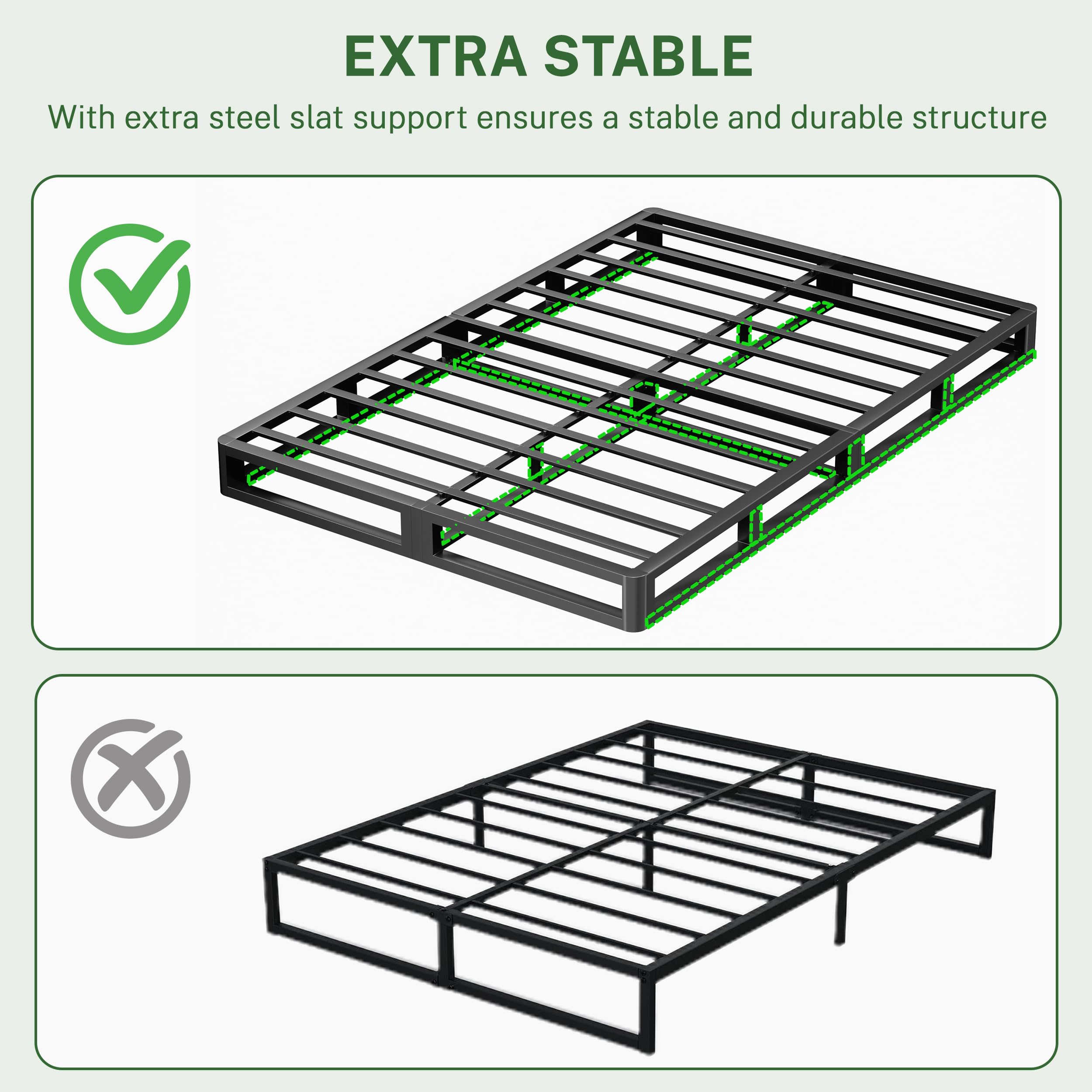 VIPSHOW 10 Inch King Metal Bed Frame Round Corner Low Platform Bed Frames 3500 LBS Heavy Duty Steel Slats Support Mattress Foundation No Box Spring Needed, Noise Free, Easy Assembly, Black