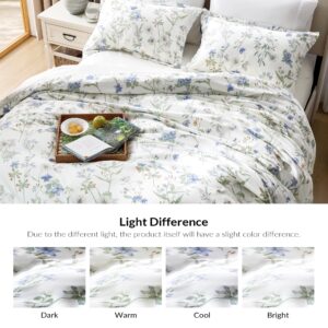 TINA'S HOME Duvet Cover Queen Size - Reversible Floral Duvet Cover Set with Zipper Closure - 3 Pieces Bedding Set, 1 Duvet Cover 90"x90" & 2 Pillow Shams 20"x26"