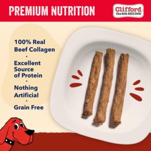 Clifford® Crunchy Beef Sticks for Dogs | Healthy Dog Treats Small Dogs, All Breed Sizes | Real Collagen Beef Dog Treats, Grain and Rawhide Free, Natural Dog Treats - Limited Ingredients (24 Count)