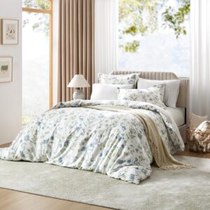 TINA'S HOME Duvet Cover Queen Size - Reversible Floral Duvet Cover Set with Zipper Closure - 3 Pieces Bedding Set, 1 Duvet Cover 90"x90" & 2 Pillow Shams 20"x26"