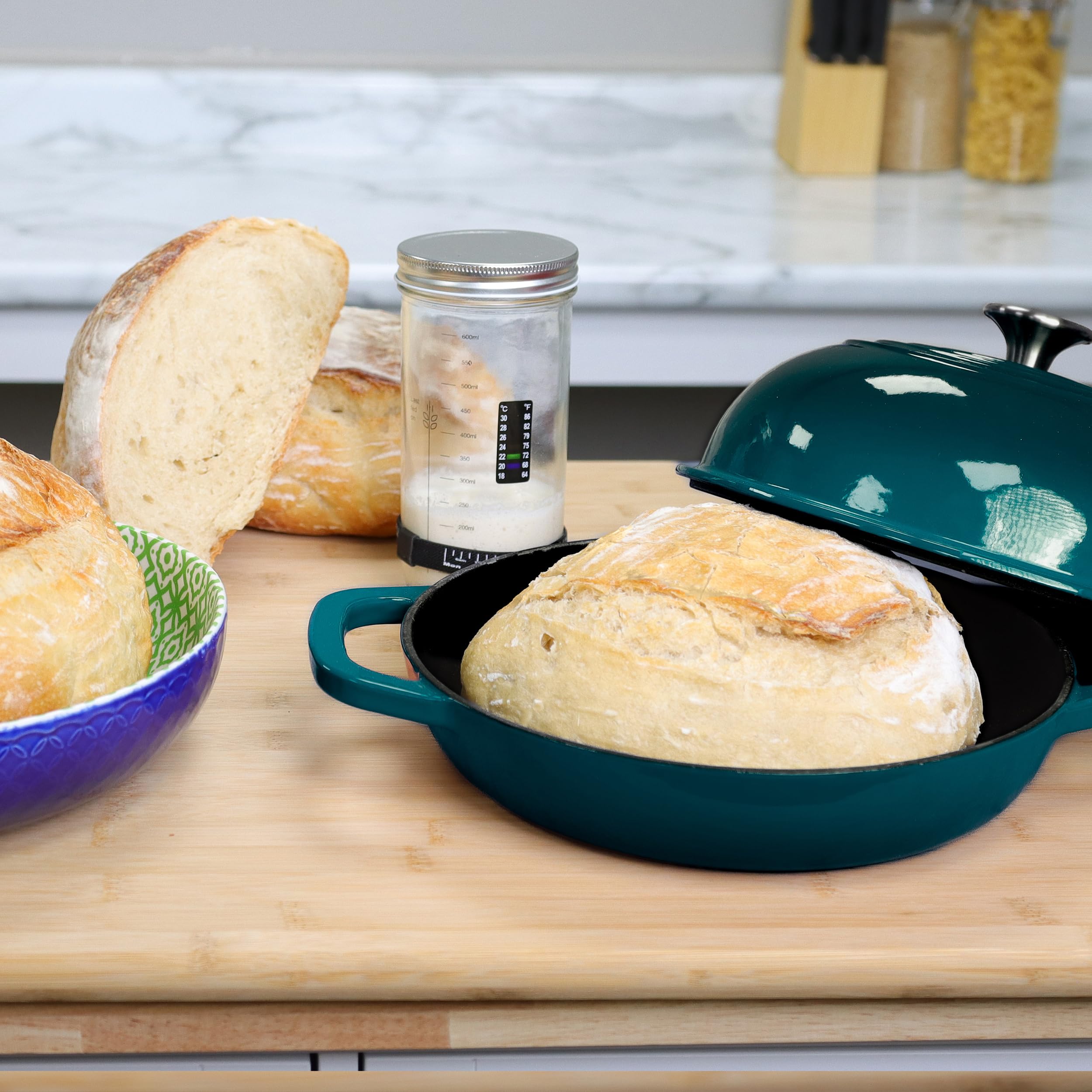 Potted Pans Dutch Oven for Sourdough Bread Baking - 10 Inch Enameled Cast Iron Bread Cloche for Homemade Bread Boule Loaves - Artisan Bakers Ceramic Coated Loaf Pan for No Knead Breads