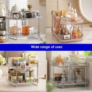 FFK 2 Tier Cup Mug Rack Coffee Bar Drying Holder Stand with Removable Drain Tray Kitchen Countertop Organizer Storage Glass Bottle Drying Holder with Drainage Basket Makeup Skincare Shelf Acrylic