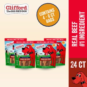 Clifford® Crunchy Beef Sticks for Dogs | Healthy Dog Treats Small Dogs, All Breed Sizes | Real Collagen Beef Dog Treats, Grain and Rawhide Free, Natural Dog Treats - Limited Ingredients (24 Count)