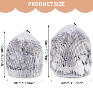 Abeillo 2 Pcs Mesh Sock Bag for Washing Machine, Washable Drawstring Design Travel Laundry Bags, Garment Washing Bags for Laundry Storage for Home Dorm Hotel Travel（11.8×15.7inch,15.7×19.7inch）