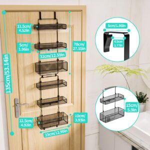 HapiRm Over Door Organizer Storage - Separable Door Organizer Hanging with 6 Metal Large Capacity Baskets, Detachable Behind Door Storage for Bathroom Bedroom Kitchen Pantry Closet (Black)