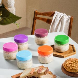 EONJOE 12oz Small Glass Jars for Overnight Oats Salad Yogurt Pudding Cereal Candy Snacks Storage Containers Meal Prep Mason jar with Airtight Lids,6 Pack