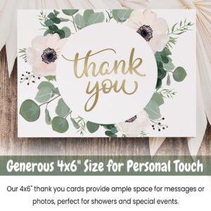 Thank You Cards - All Occasions 48 pack | Thank You Cards with Envelopes | Bridal Shower Thank You Cards | Wedding Thank You Cards | Baby Shower Thank You Cards | Blank Thank You Cards | Floral Thank You Card(4x6)