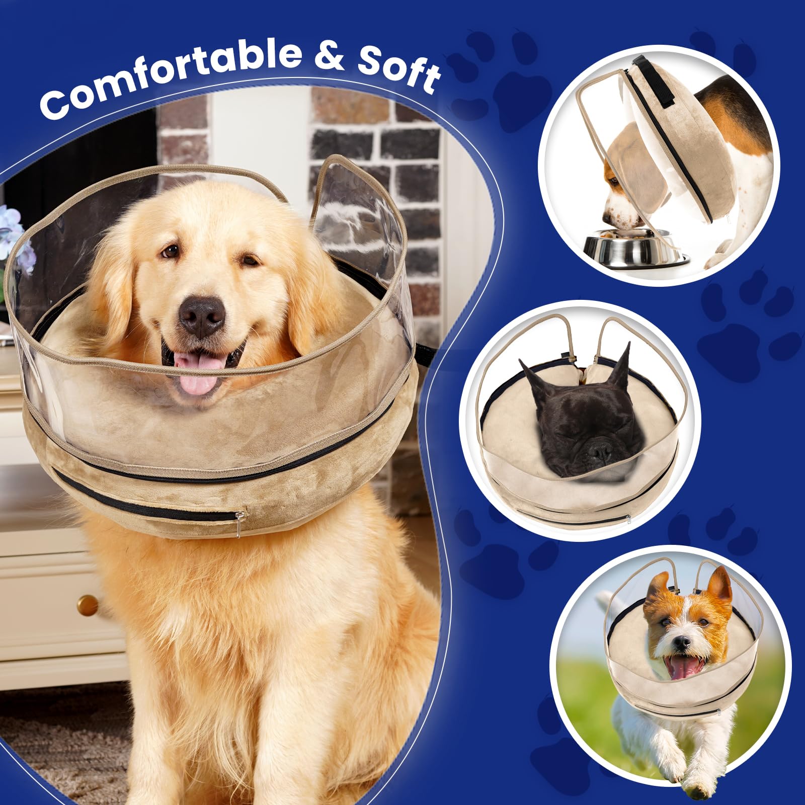 BARKLESS Dog Donut Collar, Inflatable Cone for Dogs to Stop Licking After Surgery, Soft Dog Cone of Alternative with Anti-Licking Guard Shield, Protective Pillow Cone for Large Medium Small Dogs