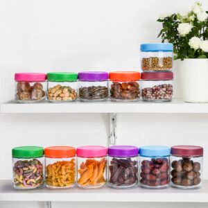 EONJOE 12oz Small Glass Jars for Overnight Oats Salad Yogurt Pudding Cereal Candy Snacks Storage Containers Meal Prep Mason jar with Airtight Lids,6 Pack