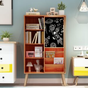 katalora kids bookshelf and toy organizer, 6 tier bookshelf with blackboard,free standing bookshelf for kids room, bedroom, nursery, classroom