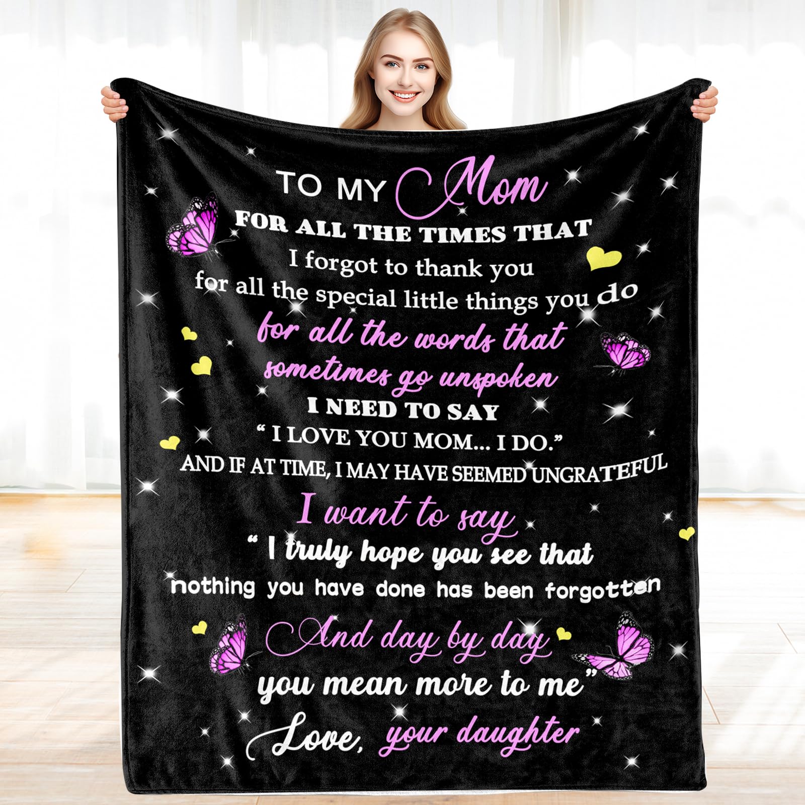 TUCVHOX Gifts for Mom, to My Mom Blanket from Daughter, Mom Birthday Gifts, Mom Ideas Gifts from Kids, Birthday, Mother's Day, Christmas, Thanksgiving Blanket Gifts for Mom, 50 "X60“