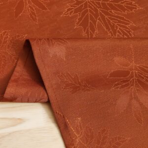 Smiry Thanksgiving Table Runner, 13x72 Inch Waterproof Fabric Fall Table Runner, Autumn Leaves Damask Table Runner for Harvest Parties, and Holiday Dinner, Rust