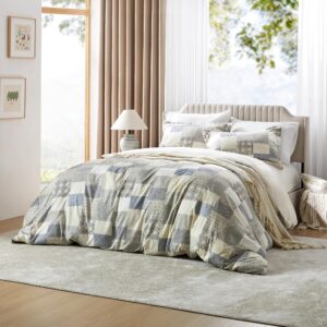 TINA'S HOME Duvet Cover Queen Size, Reversible Plaid Duvet Cover Set with Zipper Closure, 3 Pieces Bedding Set, 1 Duvet Cover 90"x90" & 2 Pillow Shams 20"x26"