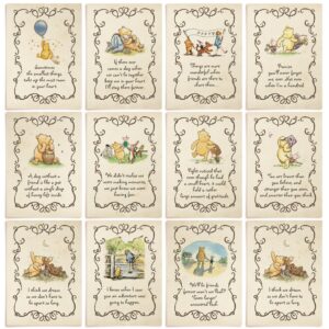 weecutes® winnie baby shower decorations the pooh centerpieces table quote cards birthday party supplies boy or girl nursery decor prints 16 pcs 5x7