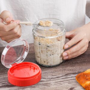 EONJOE Large Overnight Oats Containers to go,4 Pack Glass Meal Prep Jars 2 Cups Wide Mouth Yogurt Pudding Storage Airtight