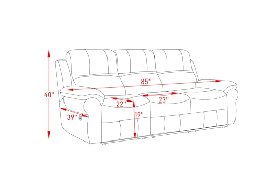 FANYE Breathable Leather Upholstered Power Motion 3 Seaters Sofa Couch W/USB Port, Wireless Charger,Stainless Steel Cupholders,Drop Down Table,2 Recliner Chaises and Magazine Bag, 85", Espresso