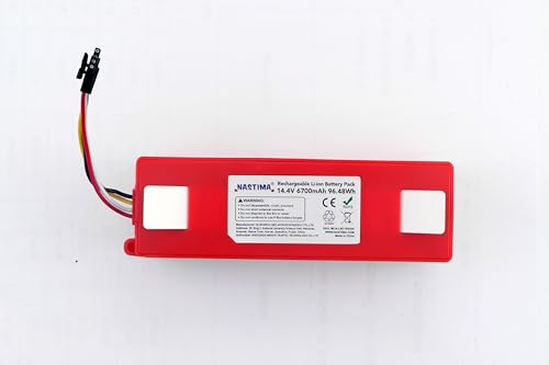 NASTIMA 14.4V 6700mAh 96.48Wh Li-ion Battery Compatible with Xiaomi Roborock S50 S51 S52 S53 S55 S502 S5 Max S6 S7; T6 61 65 Full Series, Mijia 1st and 2nd Generation Replacement Battery with BMS