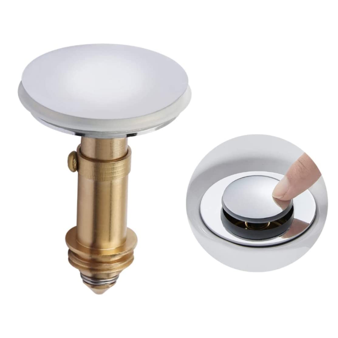 up Sink Drain Stopper,38 MM Push Sink Drain for Kitchen Bathroom sink Bath, Brass Chrome Plating