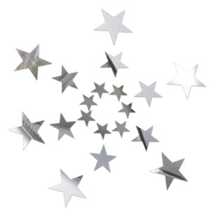 dimeho 40 pcs silver stars mirror wall stickers, 3d acrylic mirror wall decorations for living room removable stars stickers art decal for bedroom wedding birthday diy wall decor (silver)