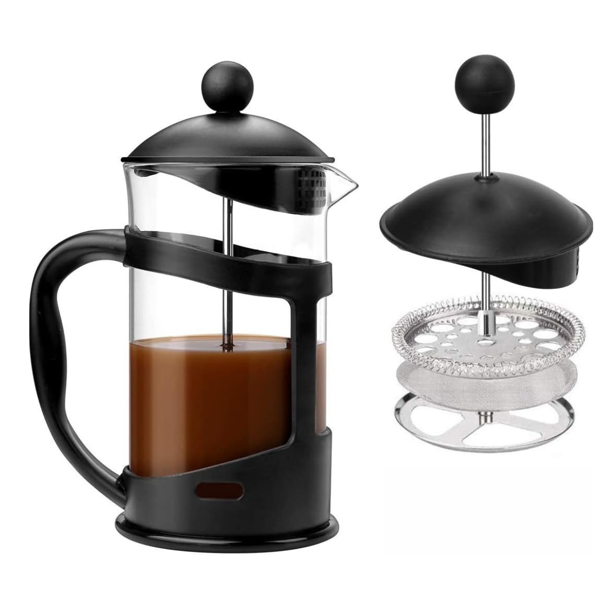 Ozzmm French Press Coffee Maker 34 Oz/8 Cups, Coffee Press and Tea Maker with Triple Filters, Heat Resistant Borosilicate Glass with Steel Plunger