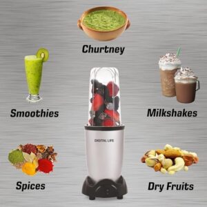 Digital Life Juicer Mixer Grinder - Smoothie Maker - 500 Watts (3 Jar 2 Blade) | High-Speed Blender for Juices, Smoothies, Dry Grinding, Chutneys & Dips | Copper Motor | Includes Sipper Jar