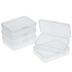 5 pcs mini plastic storage containers box with lid, small storage containers travel case 4x3x1 inches clear rectangle box organizer for collecting small items, beads, jewelry, cards, crafts