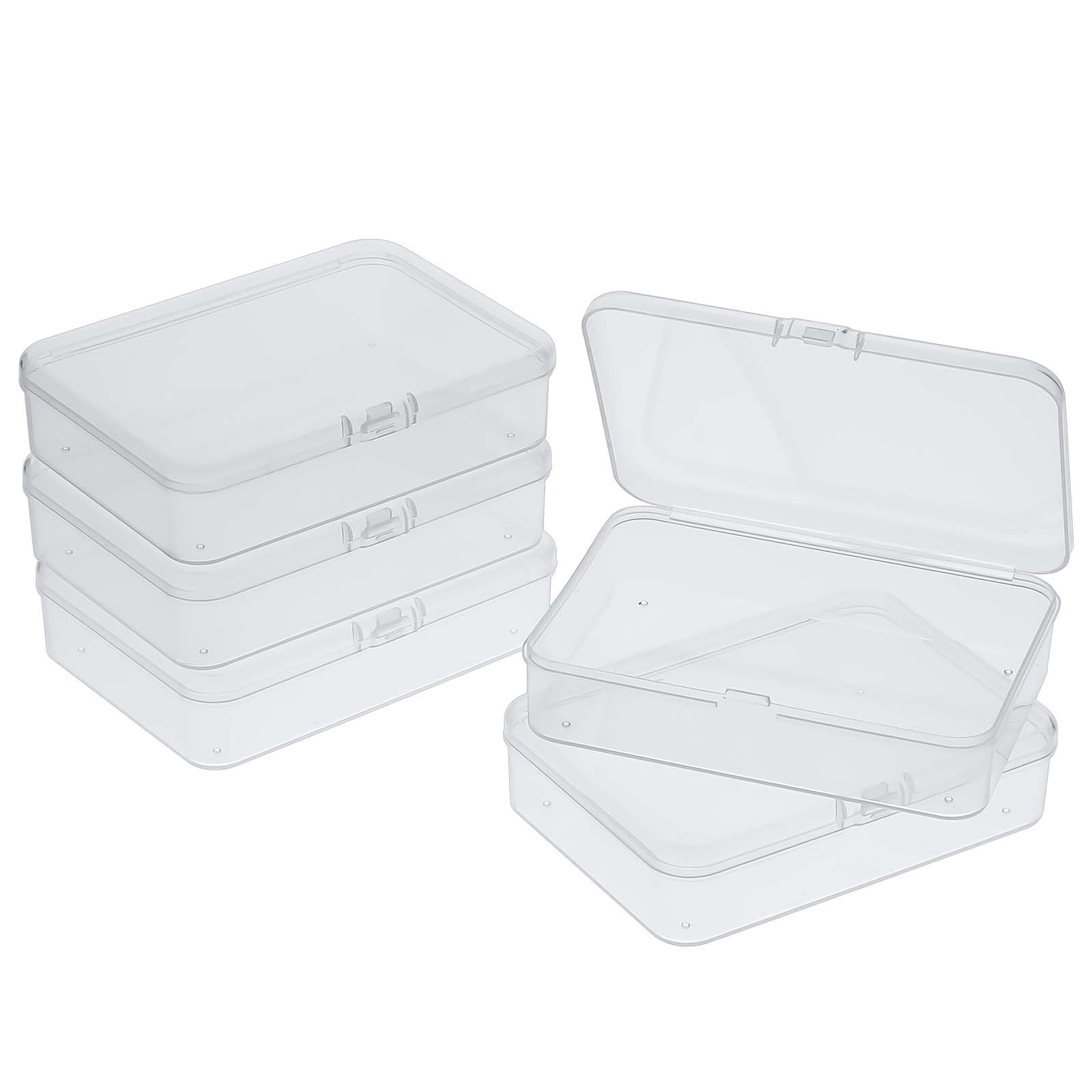 5 Pcs Mini Plastic Storage Containers Box with Lid, Small Storage Containers Travel Case 4x3x1 Inches Clear Rectangle Box Organizer for Collecting Small Items, Beads, Jewelry, Cards, Crafts