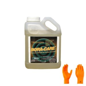 nisus bora insecticide: wood treatment for insects and fungi 1 gallon | premium usa supply gloves for safe eradication | usa supply pest id card