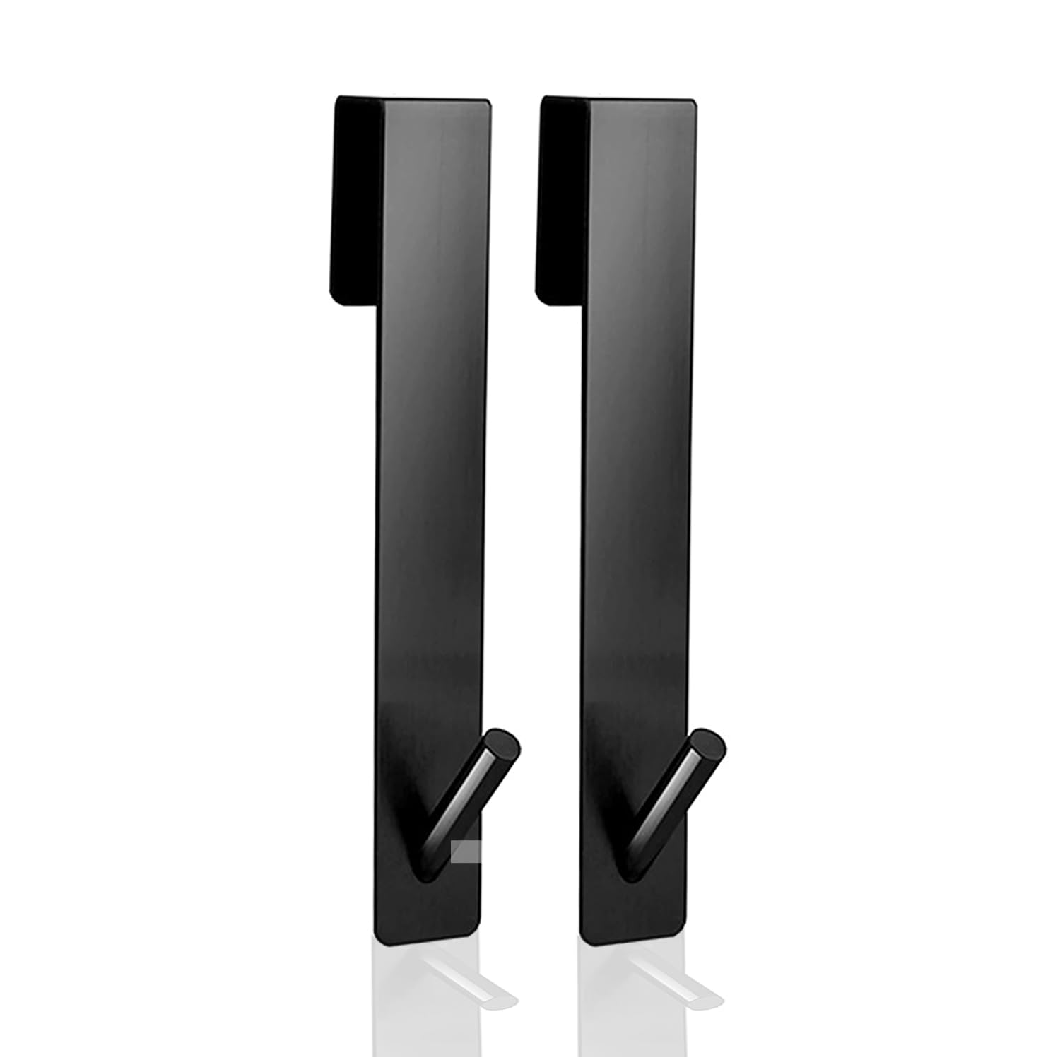 COFTCLMOMT 6.4" Shower Door Hooks, 2-Pack Towel Hooks for Less Than 12mm Frameless Glass Shower Door, Stainless Steel Robe Bathroom Hooks, Bathrobe Hanger (Black)