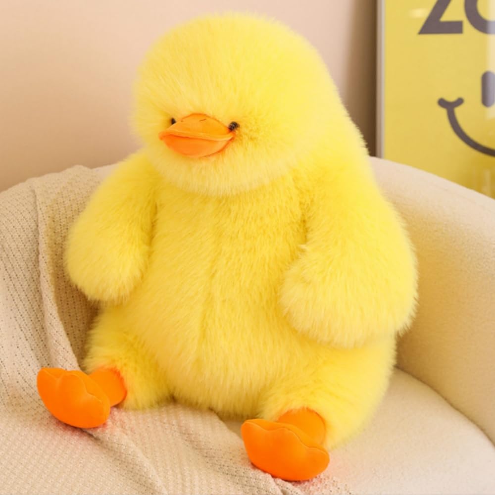 OUKEYI 15.7in/40cm Plush Duck Stuffed Animal Soft Toys,Cute Fried Duck Doll, Little Duck Pillow Plush Toy,Gifts for Friends and Children Christmas (Yellow)