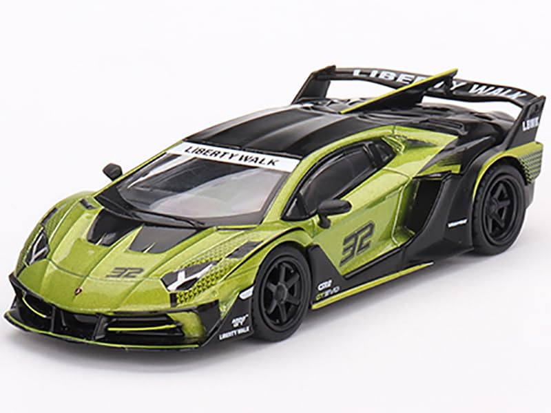 GT EVO #32 Lime Green Metallic LB-Silhouette Works Limited Edition to 7560 Pieces Worldwide 1/64 Diecast Model Car by True Scale Miniatures MGT00605