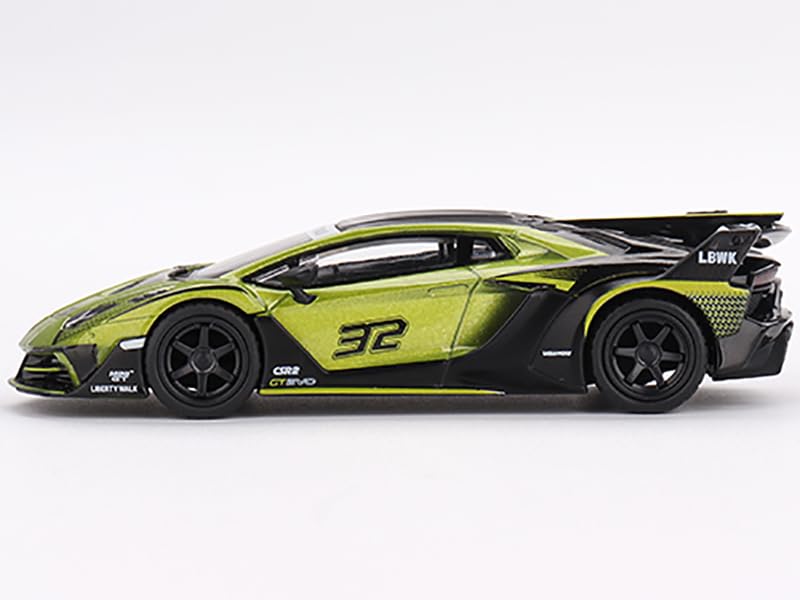 GT EVO #32 Lime Green Metallic LB-Silhouette Works Limited Edition to 7560 Pieces Worldwide 1/64 Diecast Model Car by True Scale Miniatures MGT00605