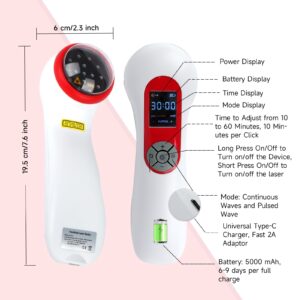 Portable Infra Red Cold Laser Light Therapy Device for Dog Pain Relief 5000mAh Low Level Infrared Laser Therapy Machine Pet 808 650nm Professional Vet LLLT Horse Healing Treatment Home Muscle Relax