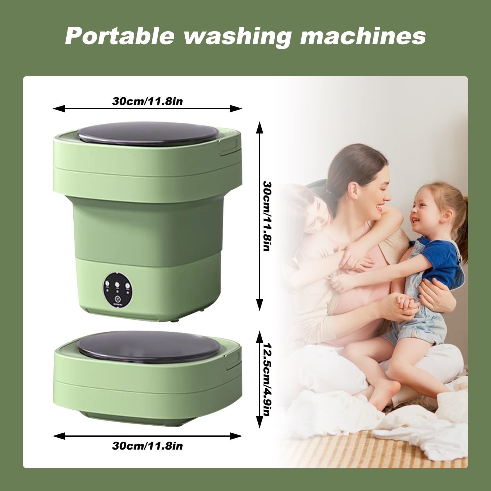 KERHAND Mini Laundry Washer for Cleaning Underwear/Socks,Foldable Portable Washing Machines for Travel,Easy to StoreTurbo Washer Designed to Be More Environmentally Friendly and Save Water (GRENN)