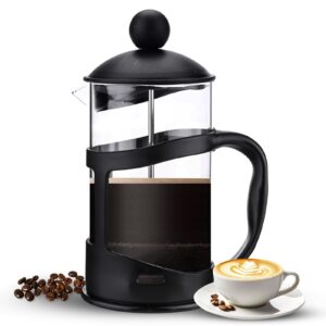 ozzmm french press coffee maker 34 oz/8 cups, coffee press and tea maker with triple filters, heat resistant borosilicate glass with steel plunger