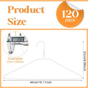 Yuntau 120 Pcs Wire Hangers Bulk Dry Cleaner Hangers 18" Caped Clothing Hangers Suit Hangers Strut Hangers for Dry Cleaners or Home