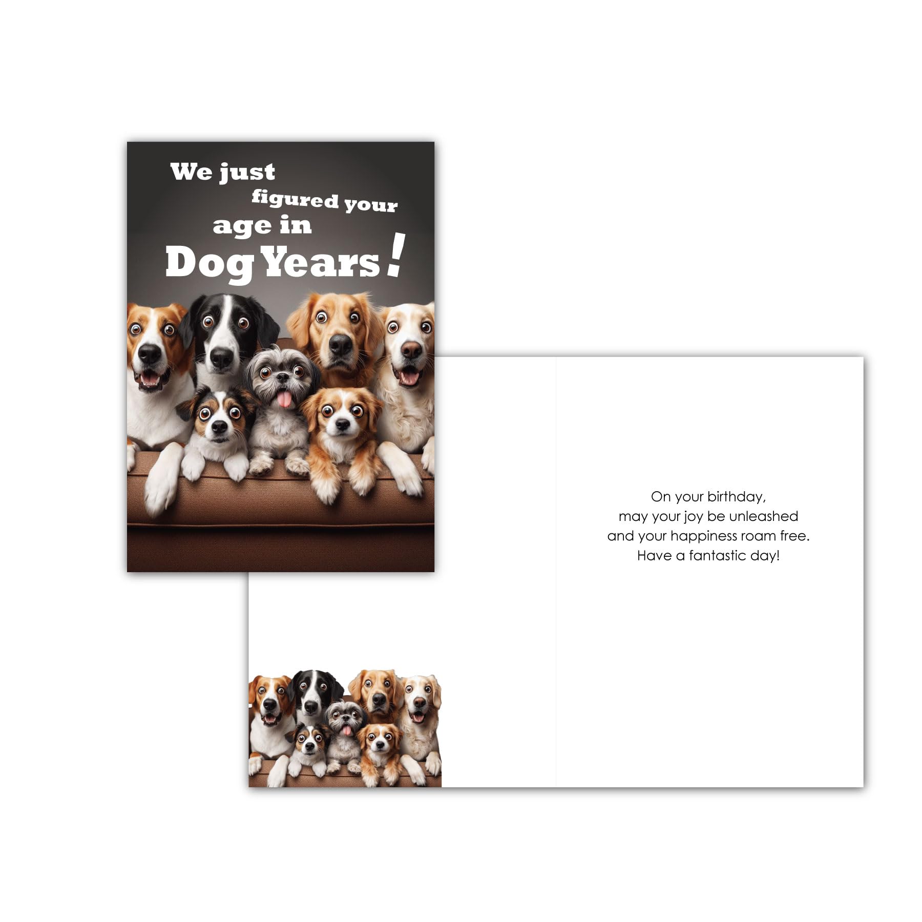 Gooji 5x7 Dogs Birthday Card, Funny Humorous Cute Card for Wife Husband Teenage Young Boy Girl Men Women Adult, Golden (Age)