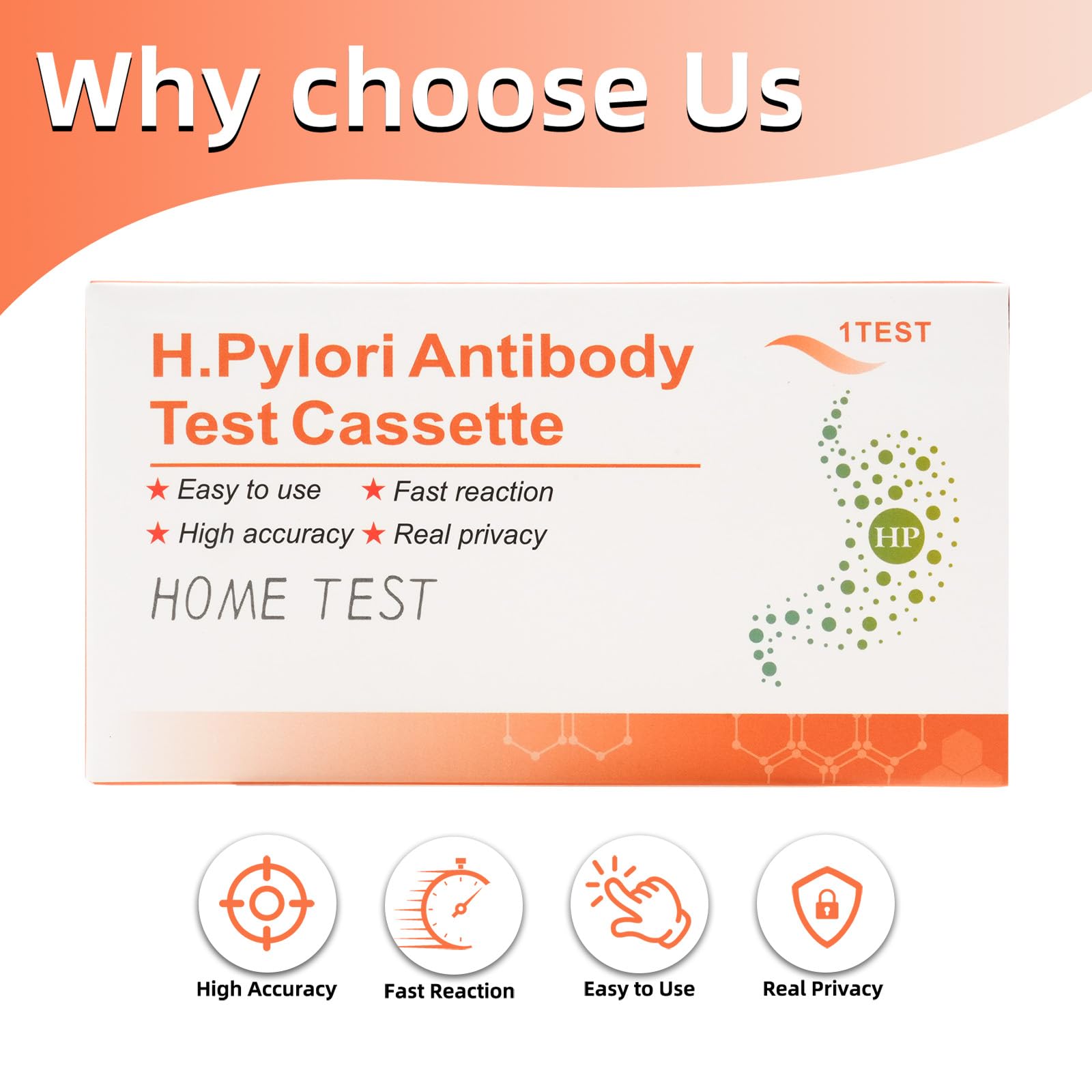 Krojpen Helicobacter Pylori Test Kits, H. Pylori，h. Pylori Stool (Antibody)10-15 Minutes of Quick Home Testing, The Result is Highly Accurate, Easy to Read and use