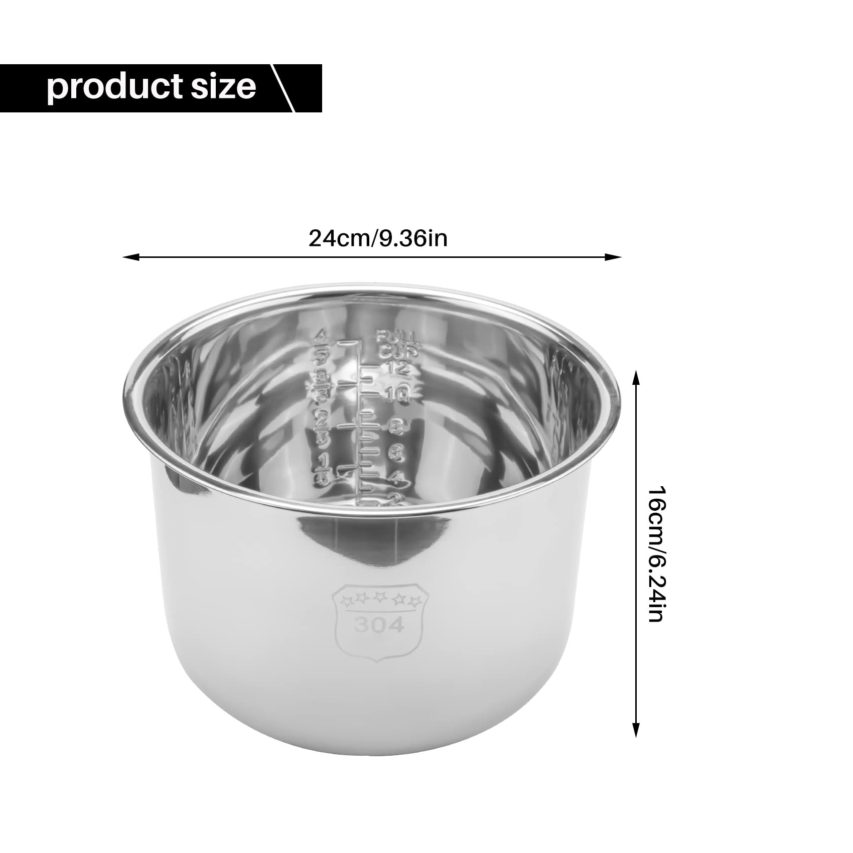 Kqcibz 6L Pressure Cooker Inner Pot Rice Pressure Cooker Liner Stainless Steel Inner Pot Minute Pressure Cooker Liner