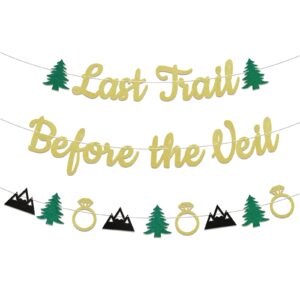 last trail before the veil banner - camping bachelorette party decorations,wild in the woods， camp bachelorette party bridal shower party decorations gold glitter