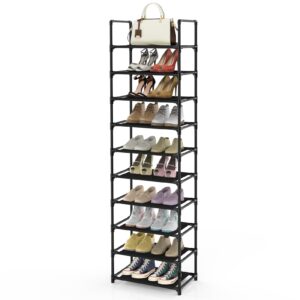 barsone shoe rack 10 tiers, 20-25 pairs shoe organizer storage shelf stand tower shoe rack, space saving shoe shelves narrow free standing shoe rack for closet entryway hallway apartment garage