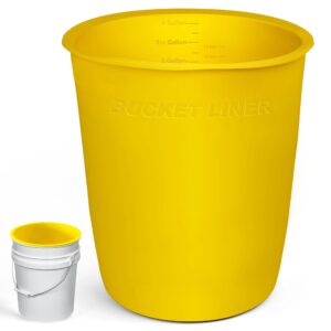 bucket liner - 5 gallon bucket saver silicone bucket reusable liners for thinset and concrete mix (yellow)