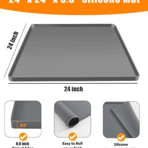 Mini Fridge Mat, 24''x24'' X0.8'' Mini Fridge Drip Trays Mat for Carpet Floor, Under Refrigerator Mat AC Conditioner Drip Pan, Silicone Mat for Refrigerators, Washing Machines, Dryers, Wine Coolers