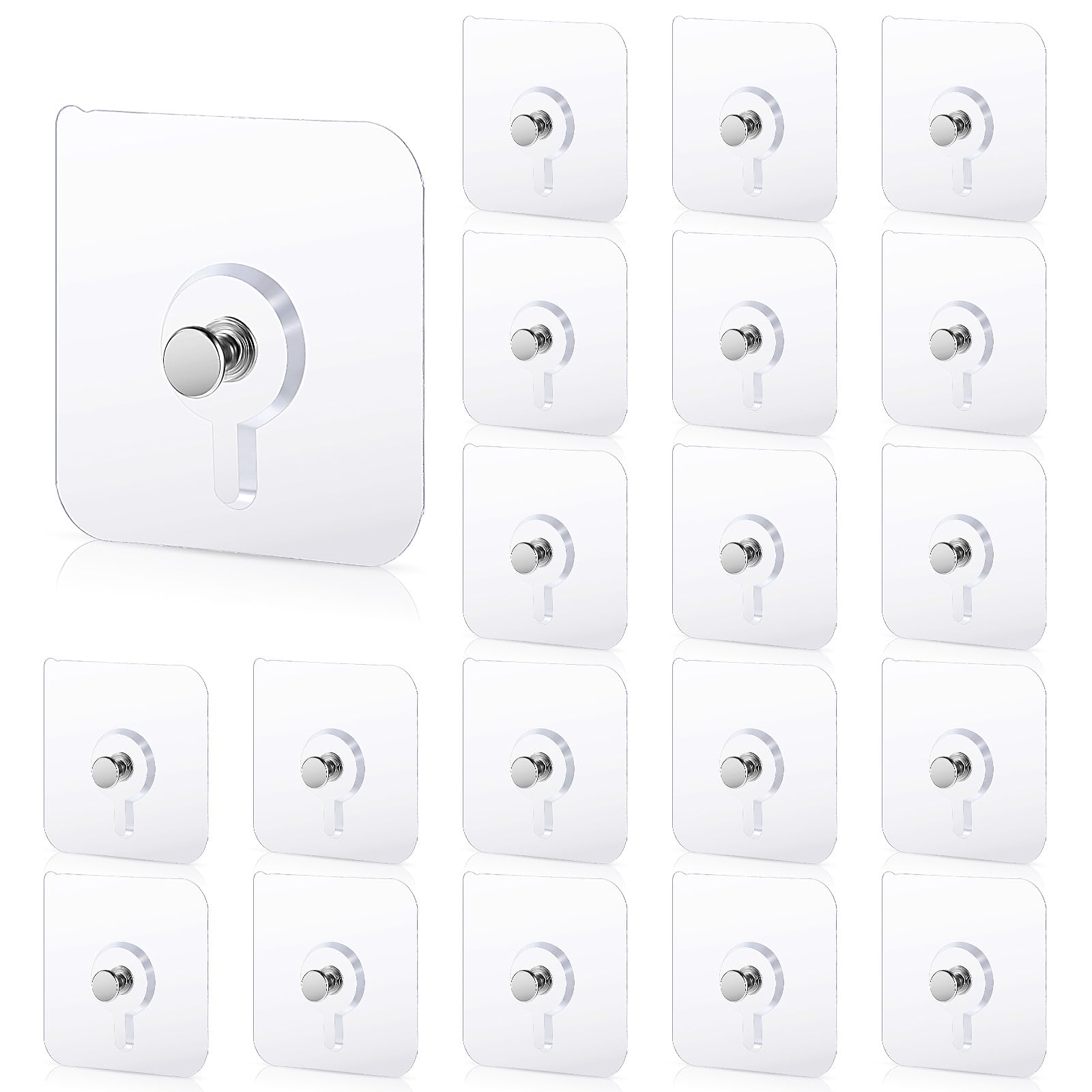 Nogeqi 20 Pcs Self Adhesive Wall Hooks No Drill Hooks for Hanging, No-Trace Sticker Frame Hangers Without Nails for Mount Wall Shelf, Heavy Duty Adhesive Wall Hooks for Kitchen, Bathroom