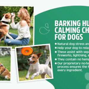 BARKING HUGS Calming Chews for Dogs - Natural Dog Stress and Anxiety Relief - Dog Relaxing Treats for Anxiety - Helps with Separation Anxiety, Fireworks, Lightning, These Contain no Hemp.